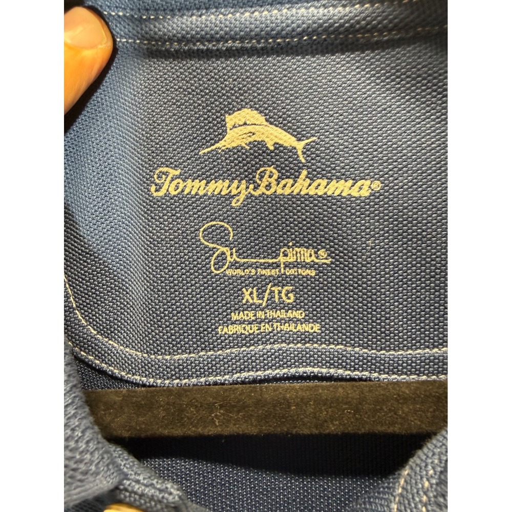 Tommy Bahama Mens XL Emfielder Supima Cotton Blue Short Sleeve Polo Shirt - Picture 2 of 13